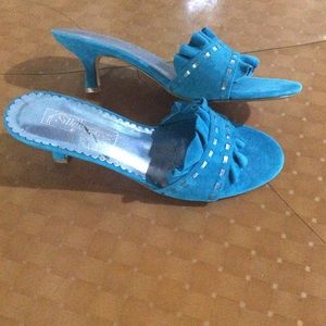 Silk Assets Turquoise Suede Sandals Size 7M
